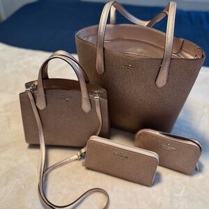 Kate Spade Metallic Brown Crossbody Bag Set